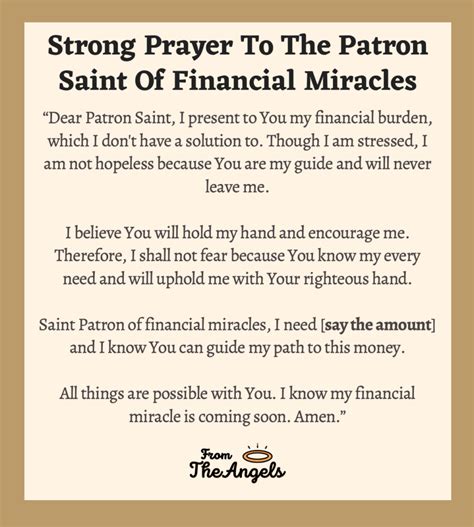 patron saint of financial miracles.